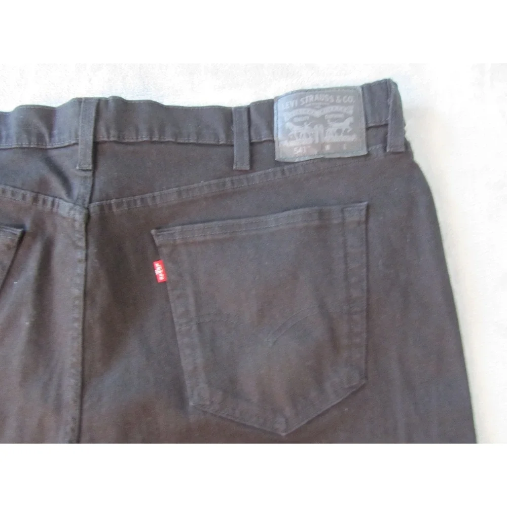 Levis 541 Athletic Taper Jeans Mens 44x32 Black Solid Stretch Denim Big and Tall